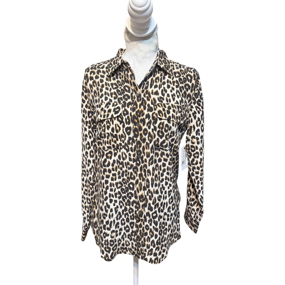 Equipment Femme Slim Signature Silk Leopard Animal Print Blouse S New NWT $280